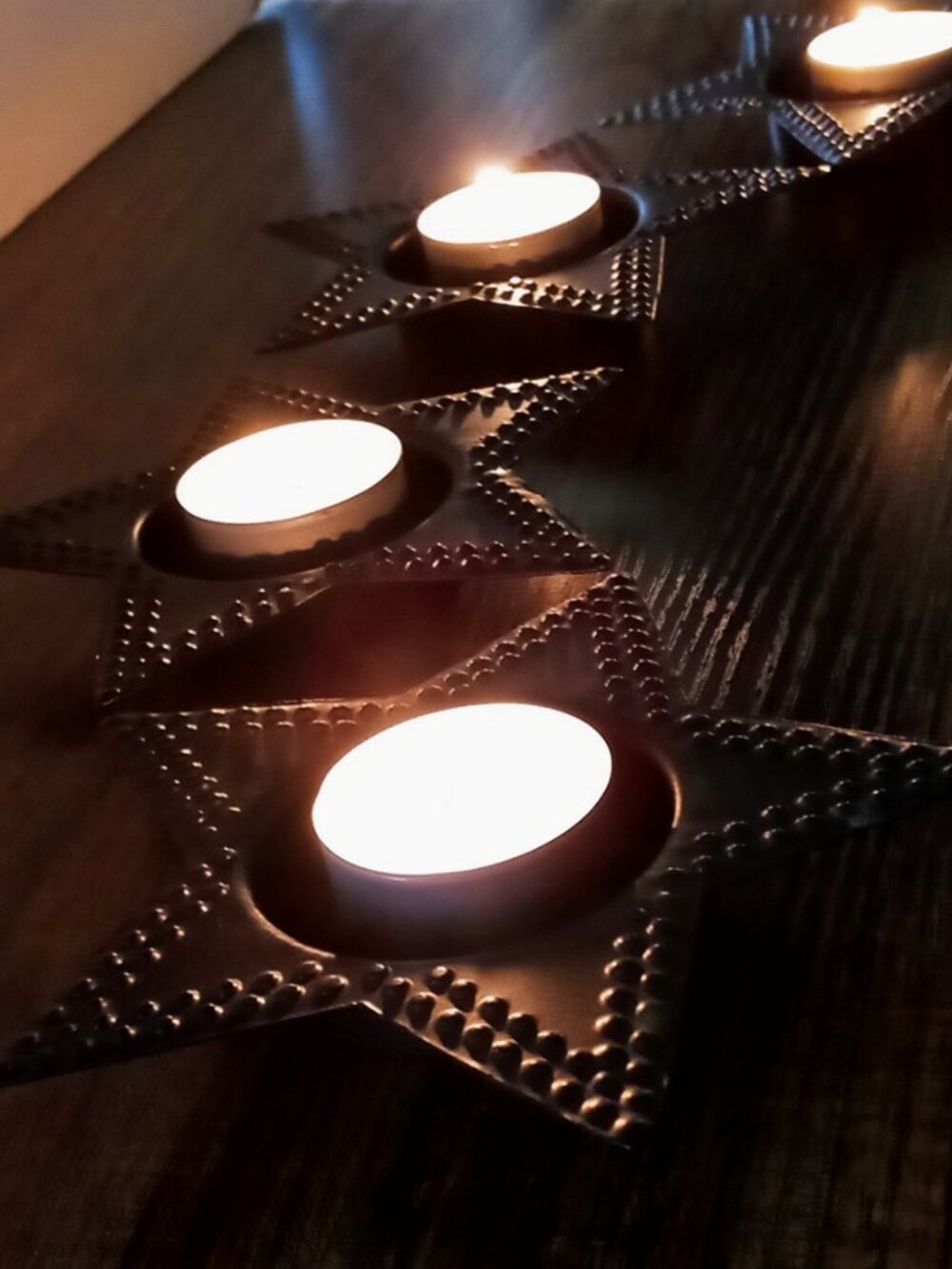 4 Antique Black Metal Star Tealight Holders Home Decor-Excellent Condition! - Picture 4 of 11
